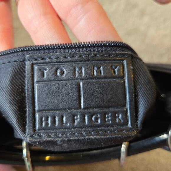 Tommy Hilfiger Y2K Black Handbag Ring Handle Ring Canvas Streetwear Club - Picture 6 of 9